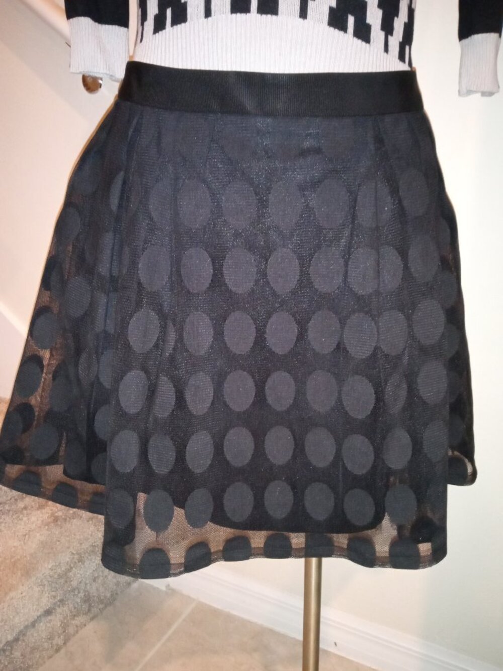 Nanette Lepore Black Polkadot Lace Skirt